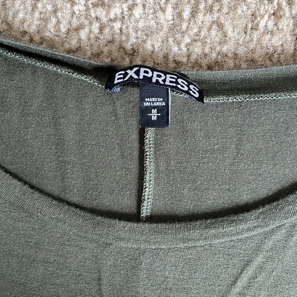 Express Olive Laced Up Long Sleeve Dress - Picture 4 of 6